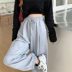 Women's Gray Sports Pants 2022 Fall Style Loose-fitting Loose Pants Fashion Casual Sports Pants Black Trousers Jogger Streetwear