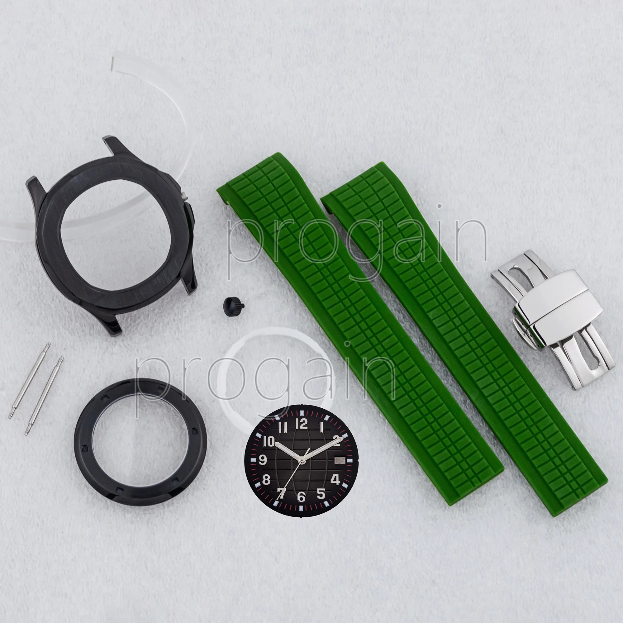 NH35 Case Stainless Steel Watch Case Rubber Strap 32mm Dial Watch Parts for Nautilus AQUANAUT NH35 NH36 Mechanical Movement