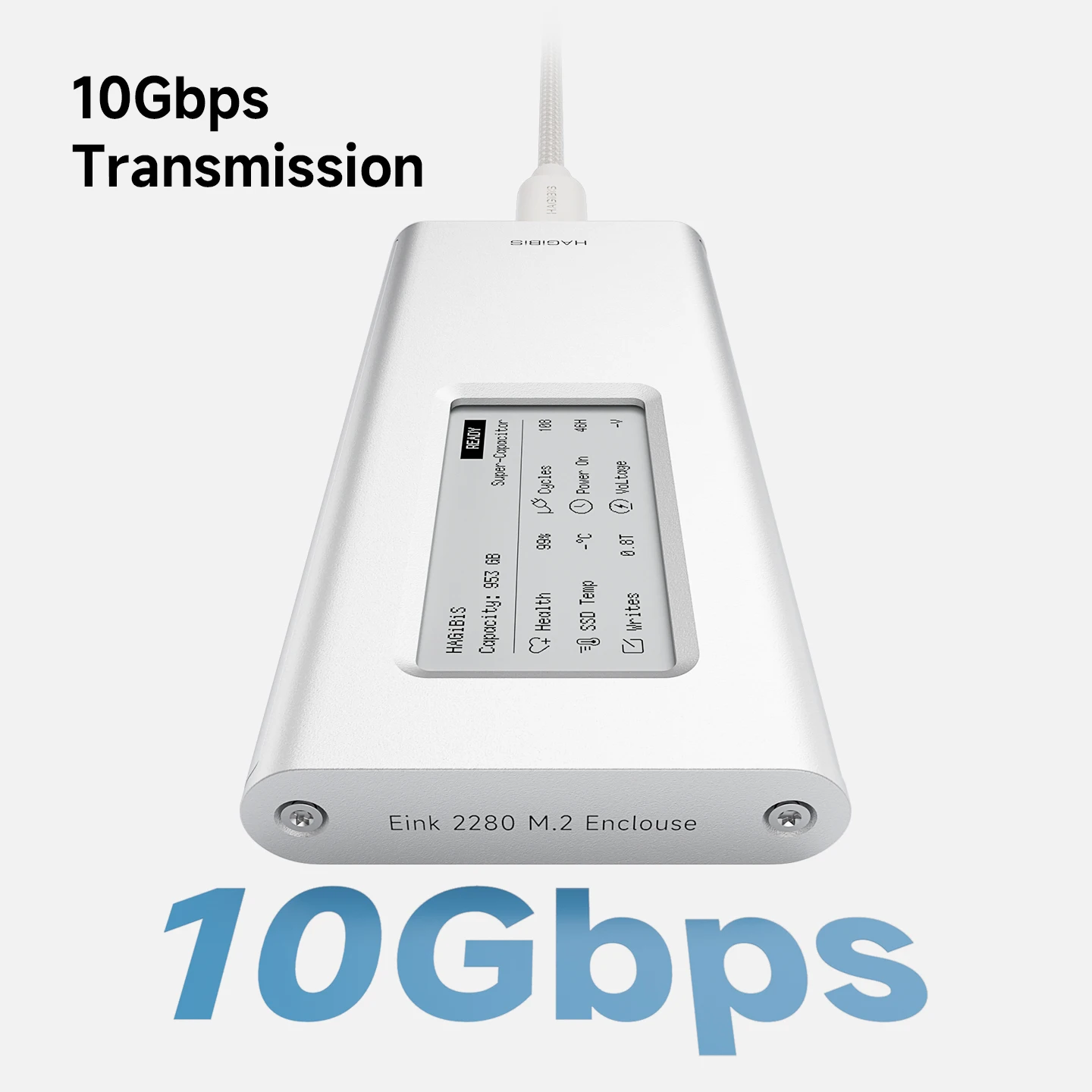 Hagibis M.2 NVMe SSD Enclosure with E-Ink Display 10Gbps Ink