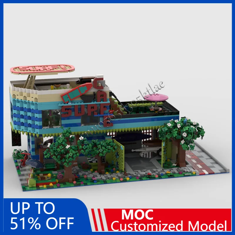 3311 pièces maison rue Surf boutique café MOC personnaliser bloc de construction modulaire technologie enfants modèle Simple bricolage anniversaire jouet cadeau