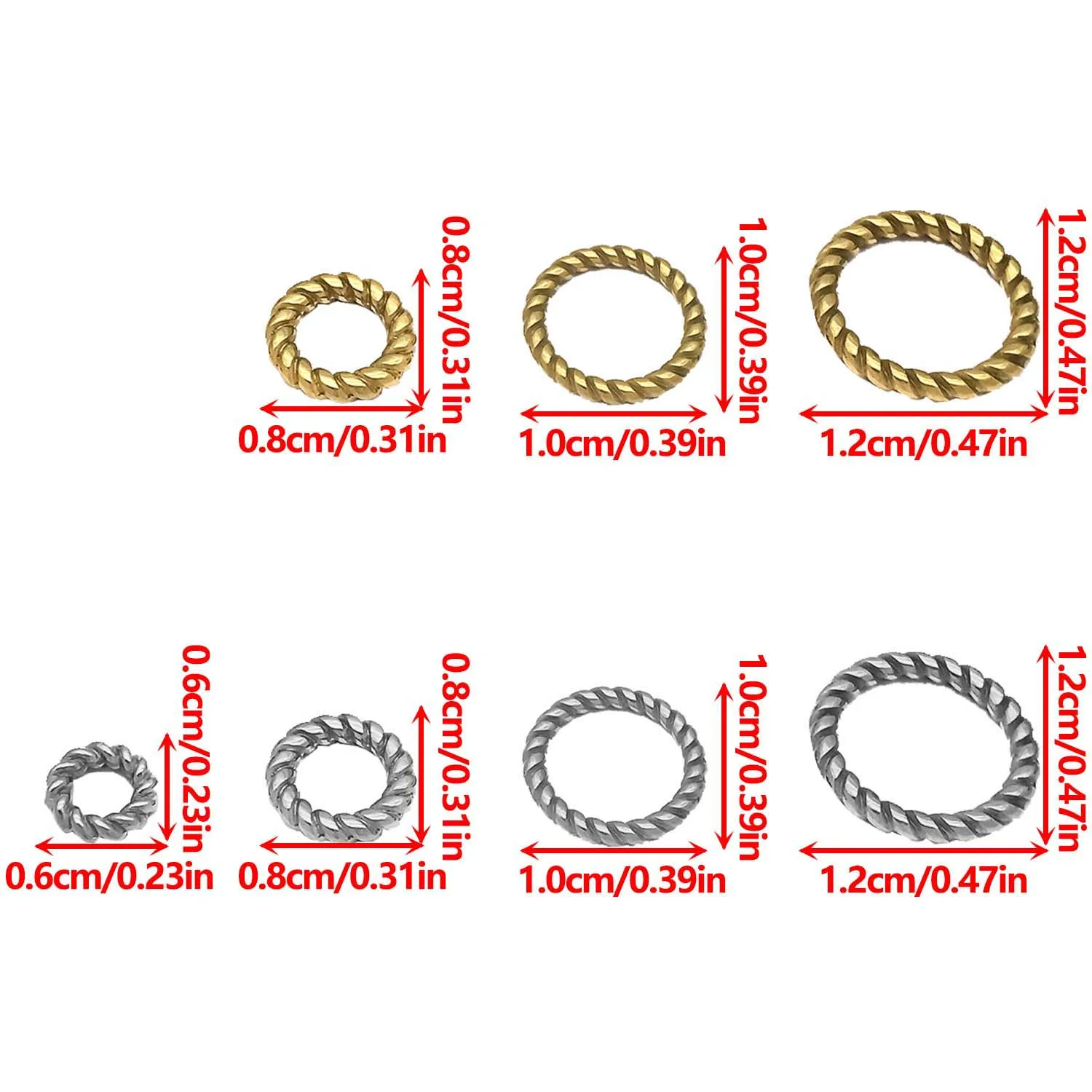5pcs Stainless Steel Twisted Closed Rings Connectors for DIY