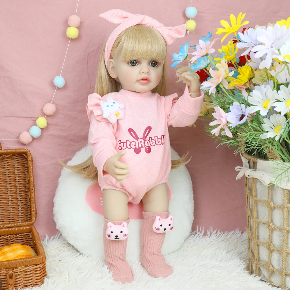 ตุ๊กตาเด็กทารกเบ็ตตี้รีบอร์น 55 ซม. ฝาแฝดเด็กผู้หญิง ตุ๊กตาซิลิโคนไวนิลกันน้ำทั้งตัว เจ้าหญิงผมยาว ของขวัญคริสต์มาส