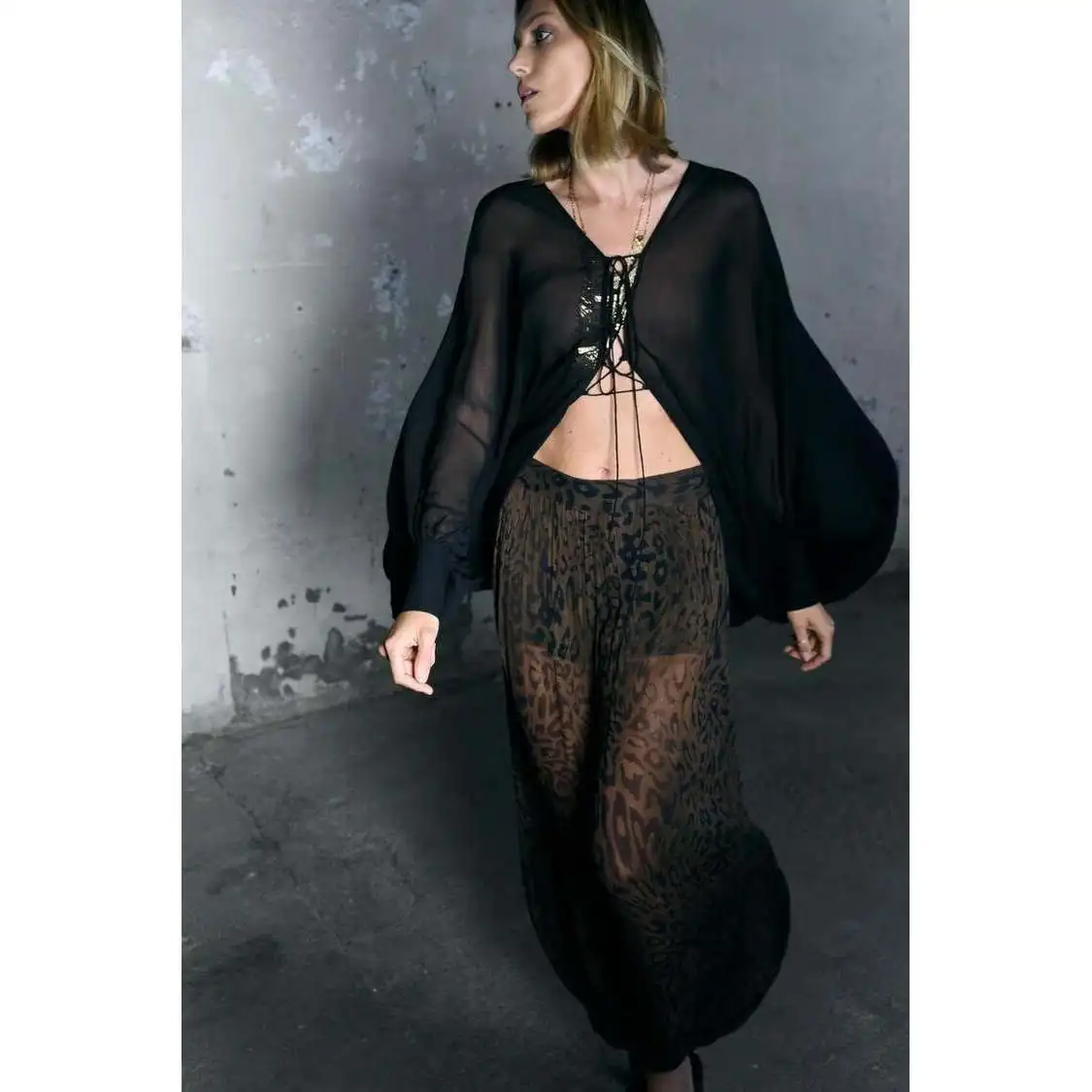 Casual Comfortable Breathable Polyester Fiber l Waist Pant Autumn New Faion Women's Animal Print Lantern Pants