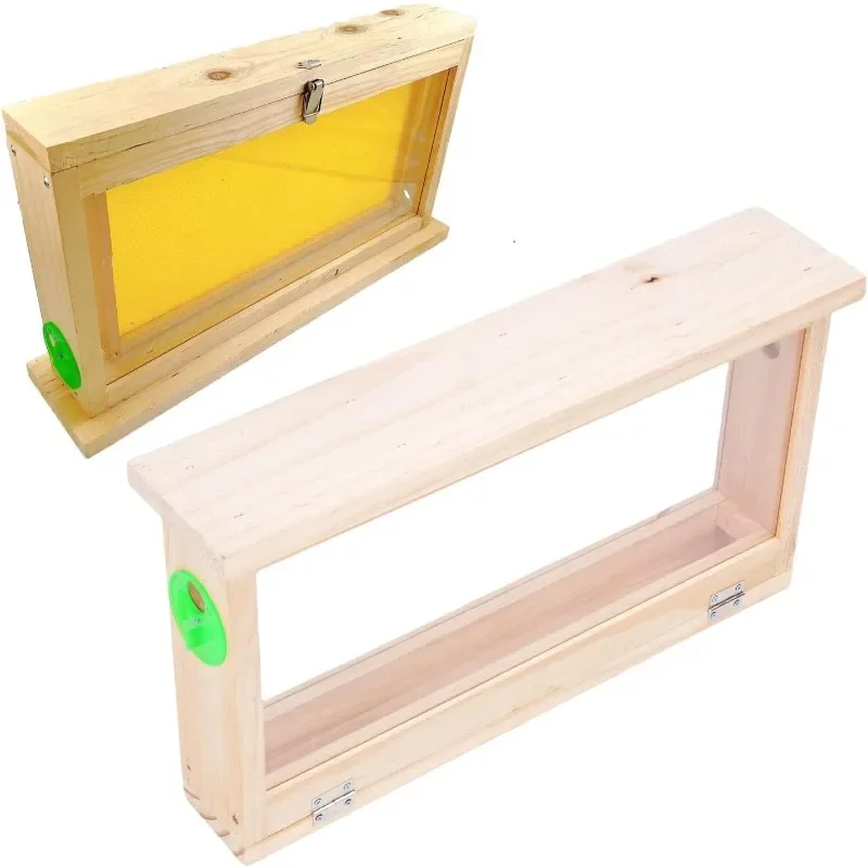 Double-Sided Acrylic & Wooden Bee Breeding Observation Box with Ventilation Hive Frames for Beekeeping