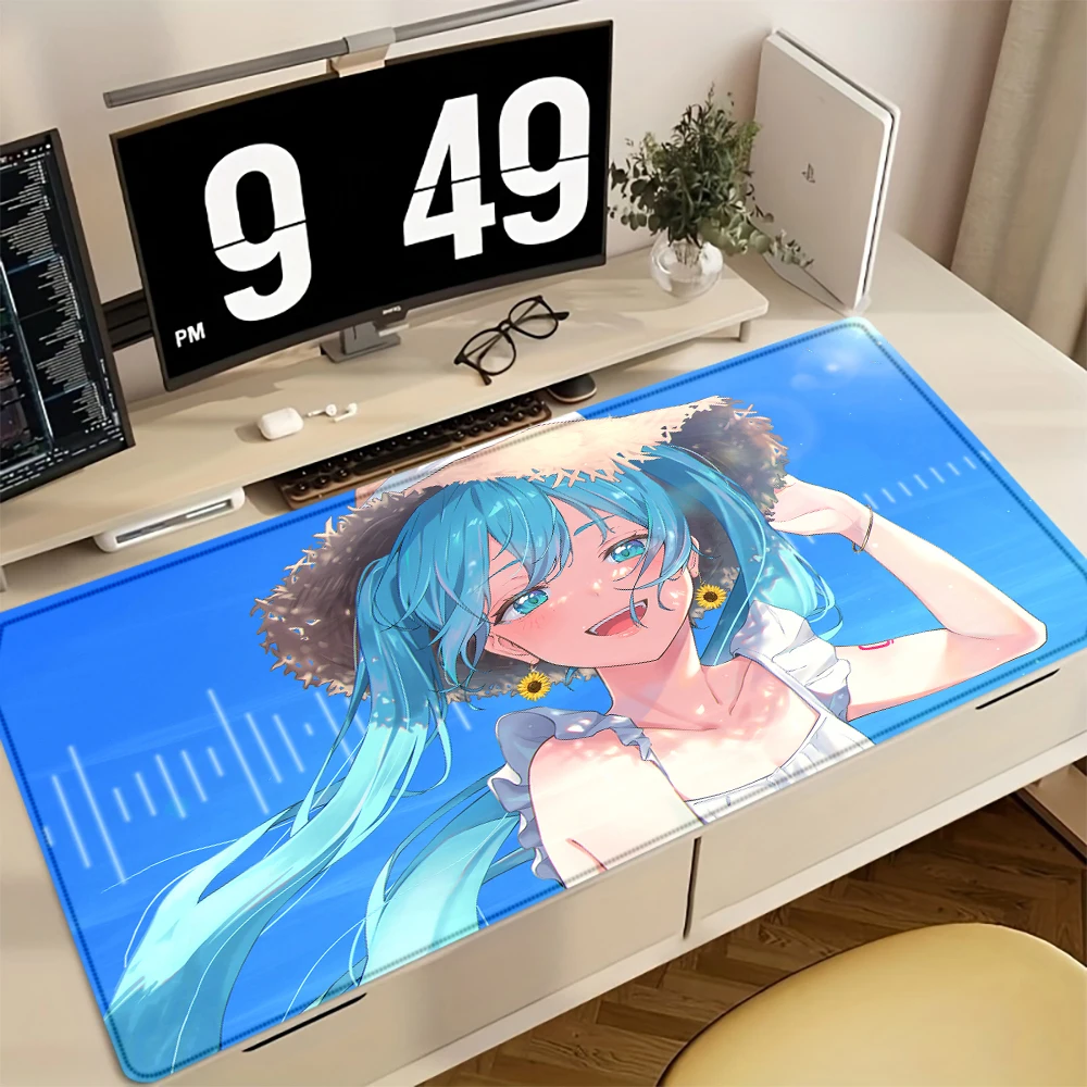 

Kawaii Japanese Style Blue-Haired Girl in Sun Hat and White Dress Non-Slip Gaming mouse pads Office Desk Mat