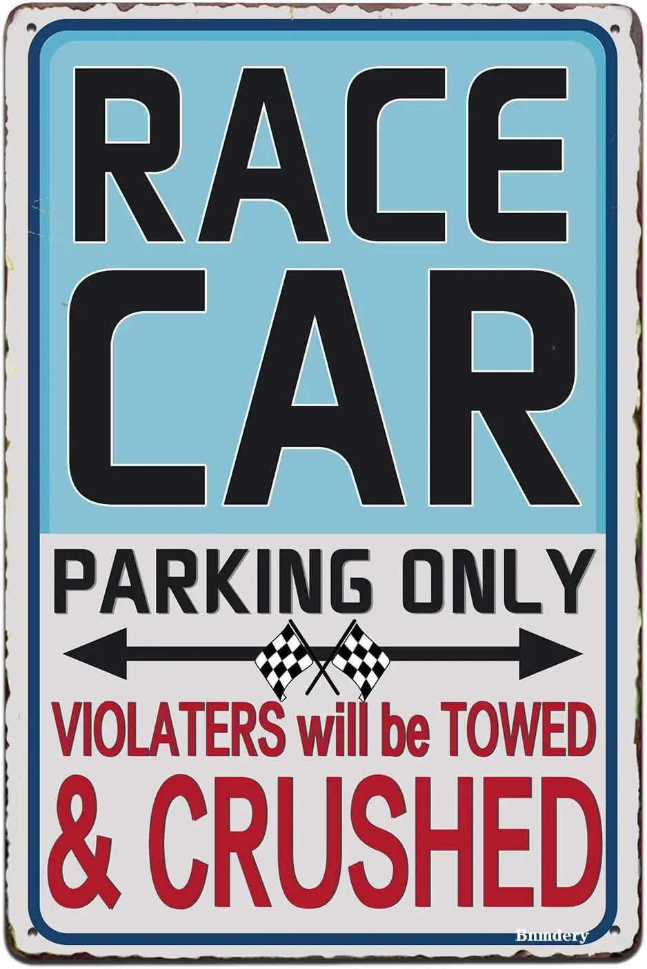 Metal Sign Race Car Parking Only Vintage Rustic Decor Bar Street Cafe Club Road Lane Wall Decoration Outdoor Retro Warning Tin S