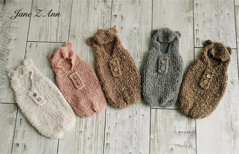 Baby bears sleeping bags handmad knitted Newborn photo shooting infant twins studio photo props