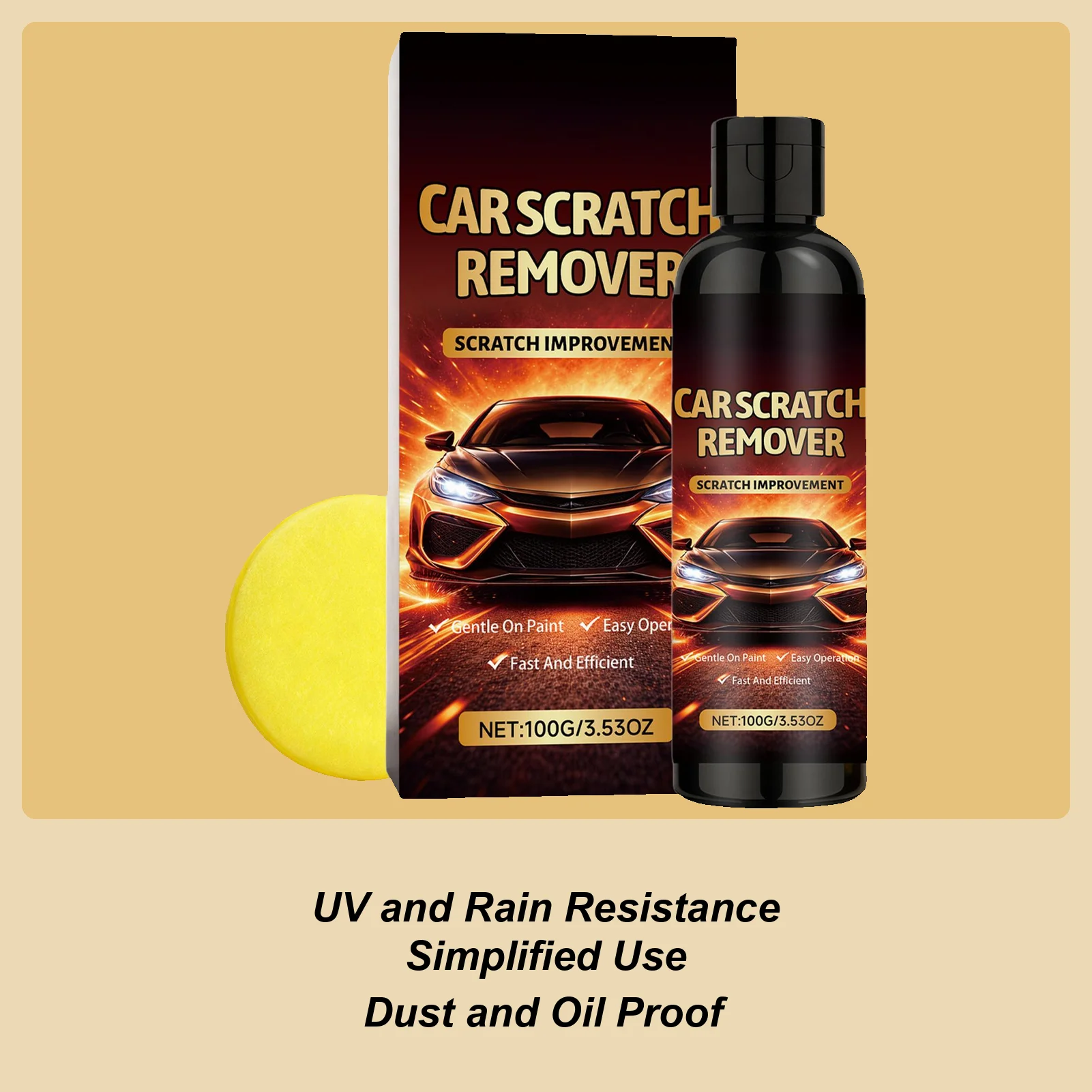 

Средство для удаления царапин с автомобилей, 100 г, полировальная паста с губкой, набор для ремонта царапин на автомобиле, для легкой окисляции, водных пятен, краски