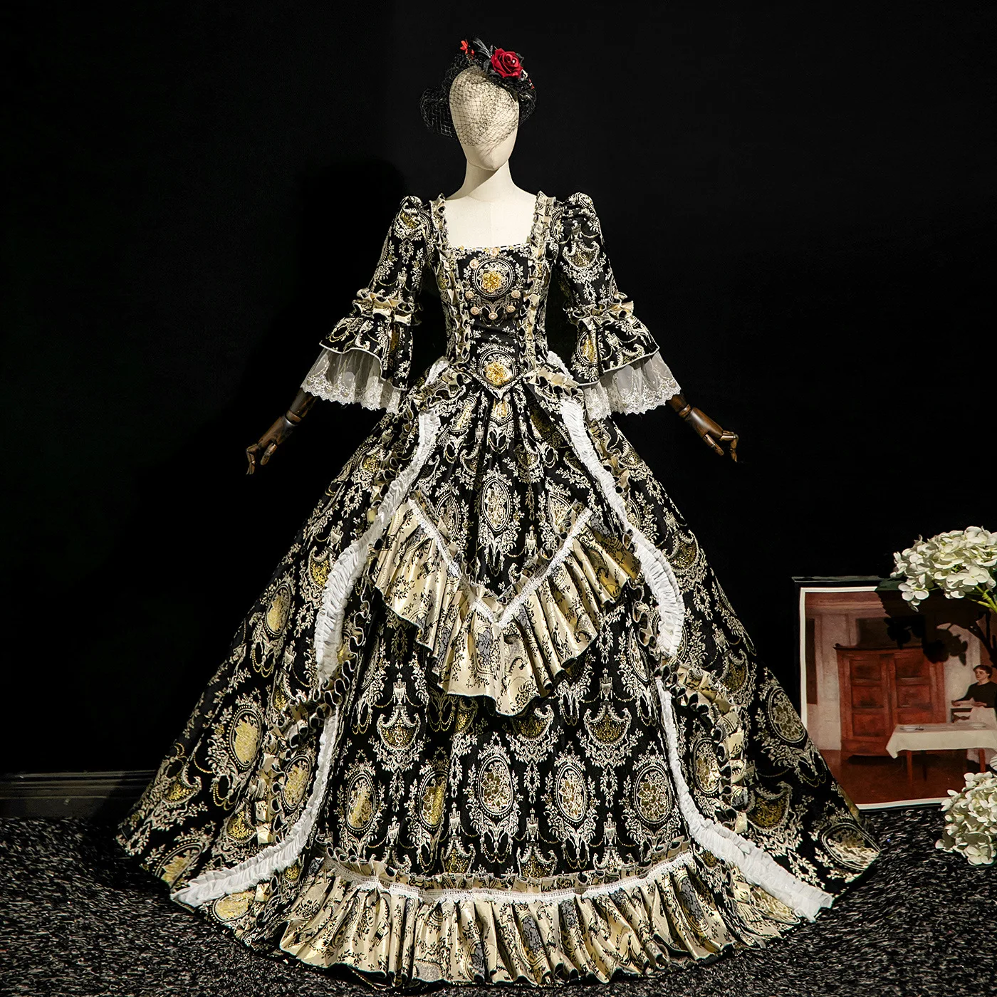 

Black Jacquard Chandelier Luxury Princess Dress Travel Photo Costume French Halloween Photography Travel Photography Ever Pretty