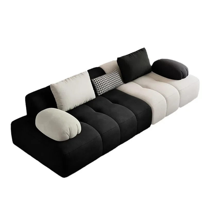 

fabric black and white color matching sofa cream Internet celebrity living room panda contrasting