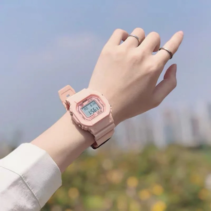 1/2pcs LED Sports Watch Set for Boys Girls Student Electronic Watch Men Women Square Digital Watches Waterproof Rubber Clocks