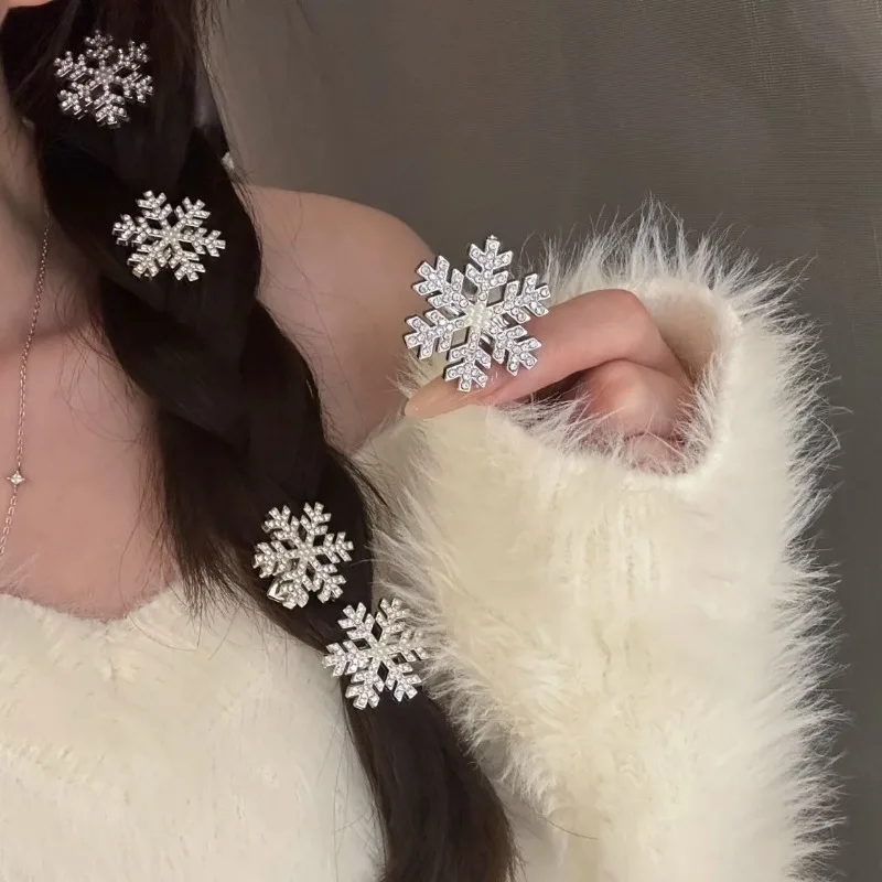 1/20pcs Snowflake Pearl Hair Clip Shiny Christmas Hairpins Bobby Pin for Women Fashion Cute Pearl Barrettes Headwear Accessory