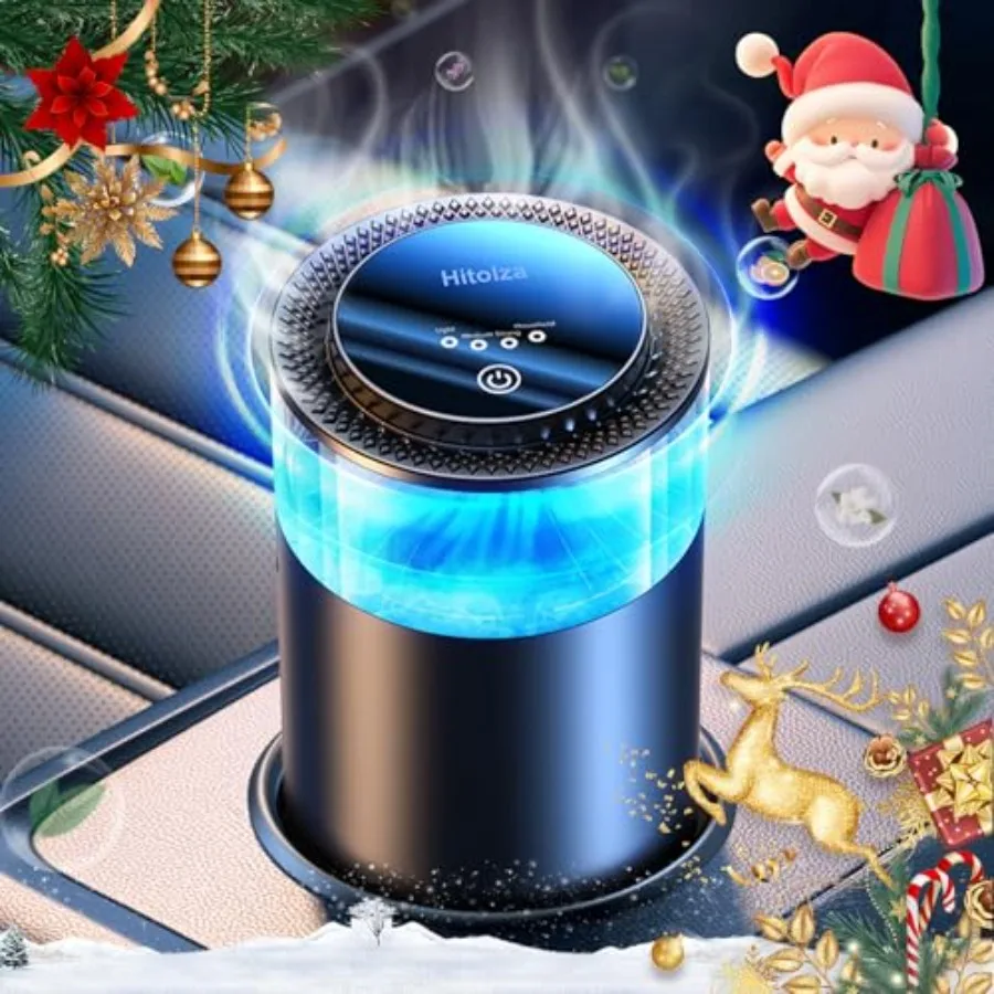 

Smart Car Air Freshener with Ambient Light and Mist Adjustable Intensity Auto On/Off 6-Month Scent Duration Built-in Battery Sc