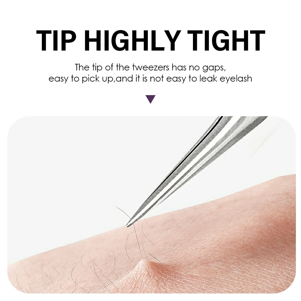 1/2 Pinzette per ciglia in acciaio inossidabile importate di alta qualità Individuali ad alta elasticità Buona durata Strumenti per il trucco delle ciglia Forniture