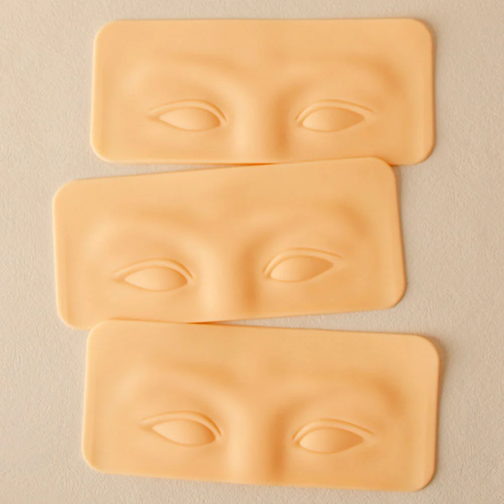 4 Pcs Eyebrow Practice Block Makeup Fake Skin Silicone Mannequin Face Shadow for Training Silica Gel Board