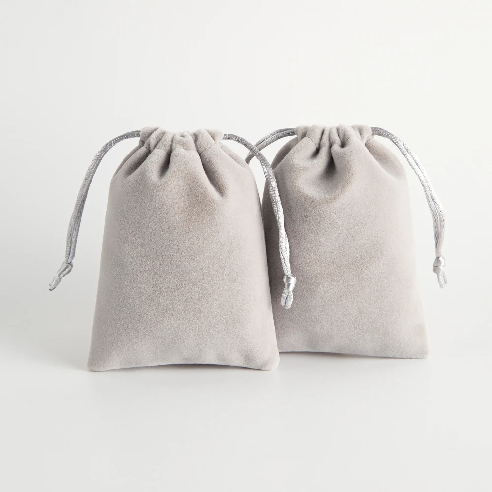 5pcs Luxury Pink Velvet Drawstring Pouch Set