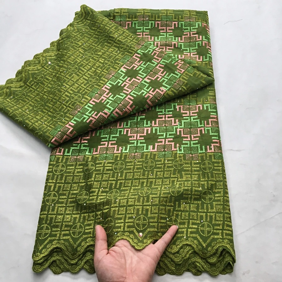 2025 Nigerian Cotton Lace Fabric High Quality With Stones African Swiss Voile Lace Fabric For Sewing Women Wedding Party Dress
