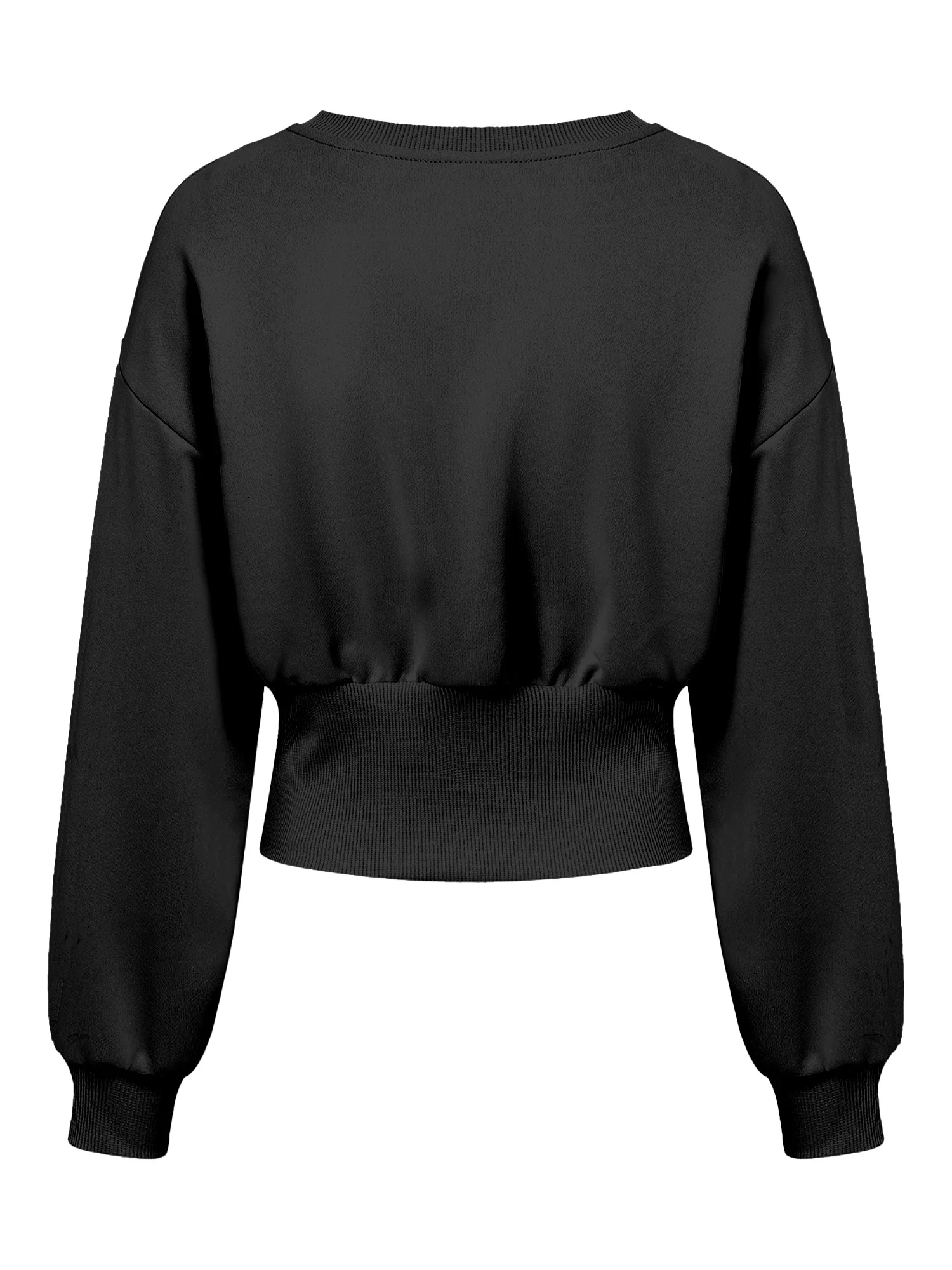 Lässiges Damen-Sweatshirt mit Rundhalsausschnitt, langärmliges Pullover-Oberteil mit geraffter Taille und seitlichen Knöpfen, einfarbig, schmale Passform, Streetwear – Detail 9
