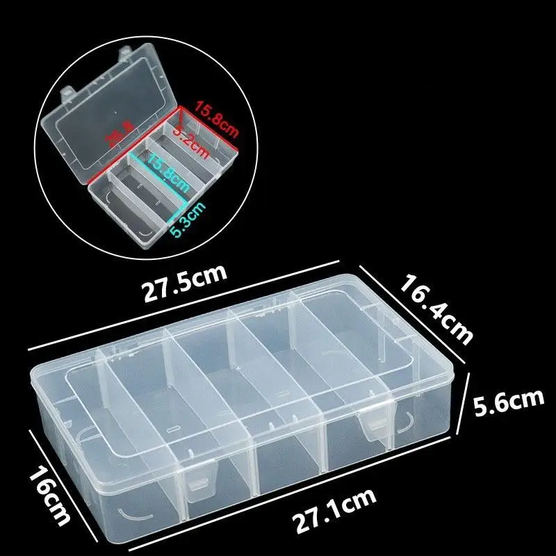 High qualityHardware Tool Storage Box 5 Grid Transparent Screw Organizer Shockproof for Small Parts Construction Repair Use