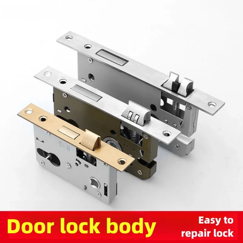 High Security Door Lock Cylinder Body For Home Single Tongue Mute Anti-Theft Lock Cylinder House Wooden Door Heavy Spring
