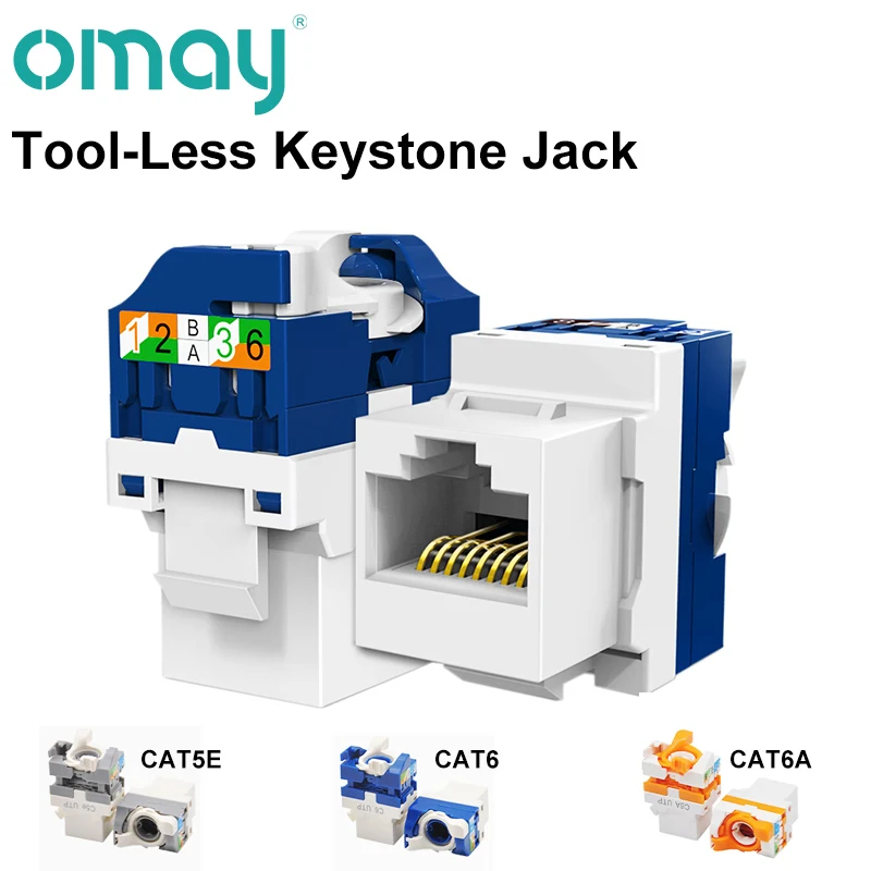 RJ45 Keystone Jack, CAT6 CAT5E CAT6A Tool Free Self-Locking Module Adapter No Punch-Down Tool Couplers