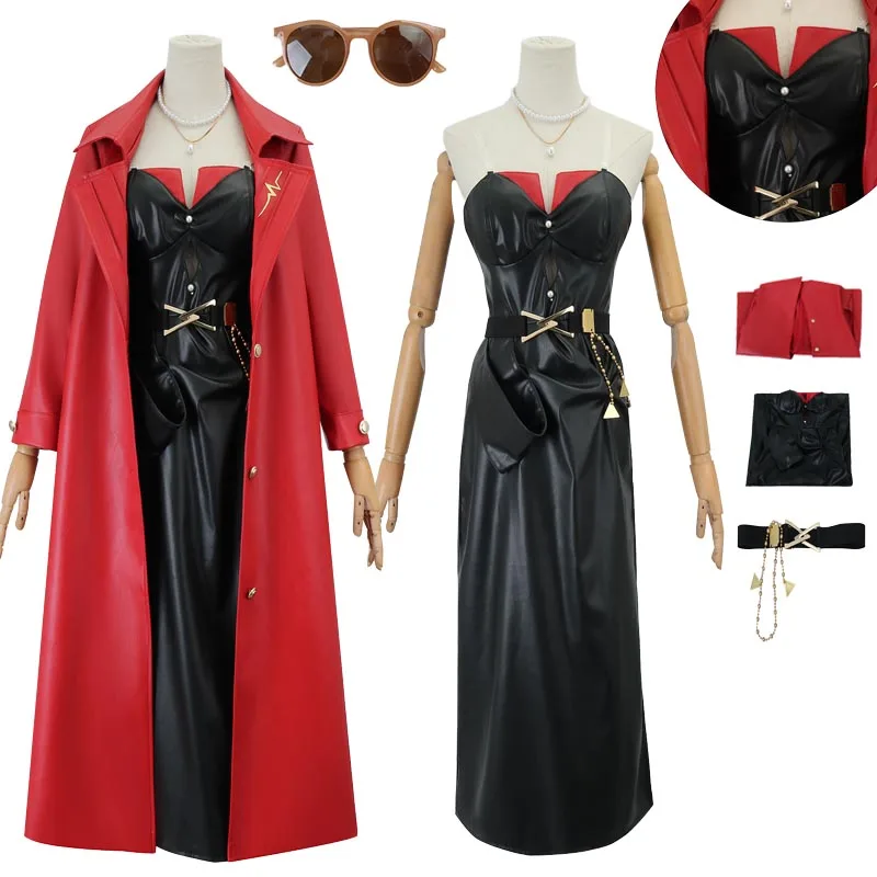 

Identity V Cosplay Costume Marie Lawson New Skin Necklace Bloody Queen Full Set Suits Red Trench Coat Women Girls Hallowen Party