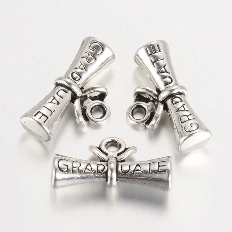 10 Pcs Graduation Scroll Charms Pendant Style Alloy Degree Charms with Word Graduate Jewelry Making Charms  Ornament
