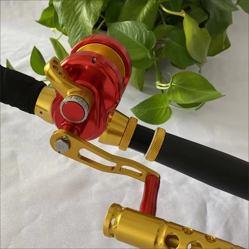 Carrete de pesca de agua salada de mar, carrete de Jigging lento de Metal completo para curricán, carrete de pesca con plantilla oceánica superior