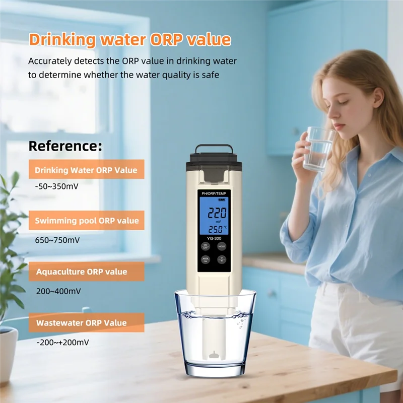 A95I-حوض السمك بركة الزراعة المائية كشف جودة مياه الشرب YG-300 جهاز اختبار المياه درجة الحرارة متر PH ORP جهاز قياس درجة الحرارة كاشف #2