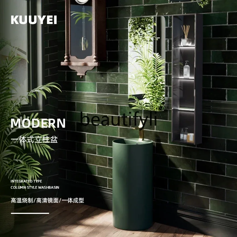 

ss K178 ss 25Retro small apartment column basin bathroom floor-to-ceiling washbasin high-end apartment creative washbasin