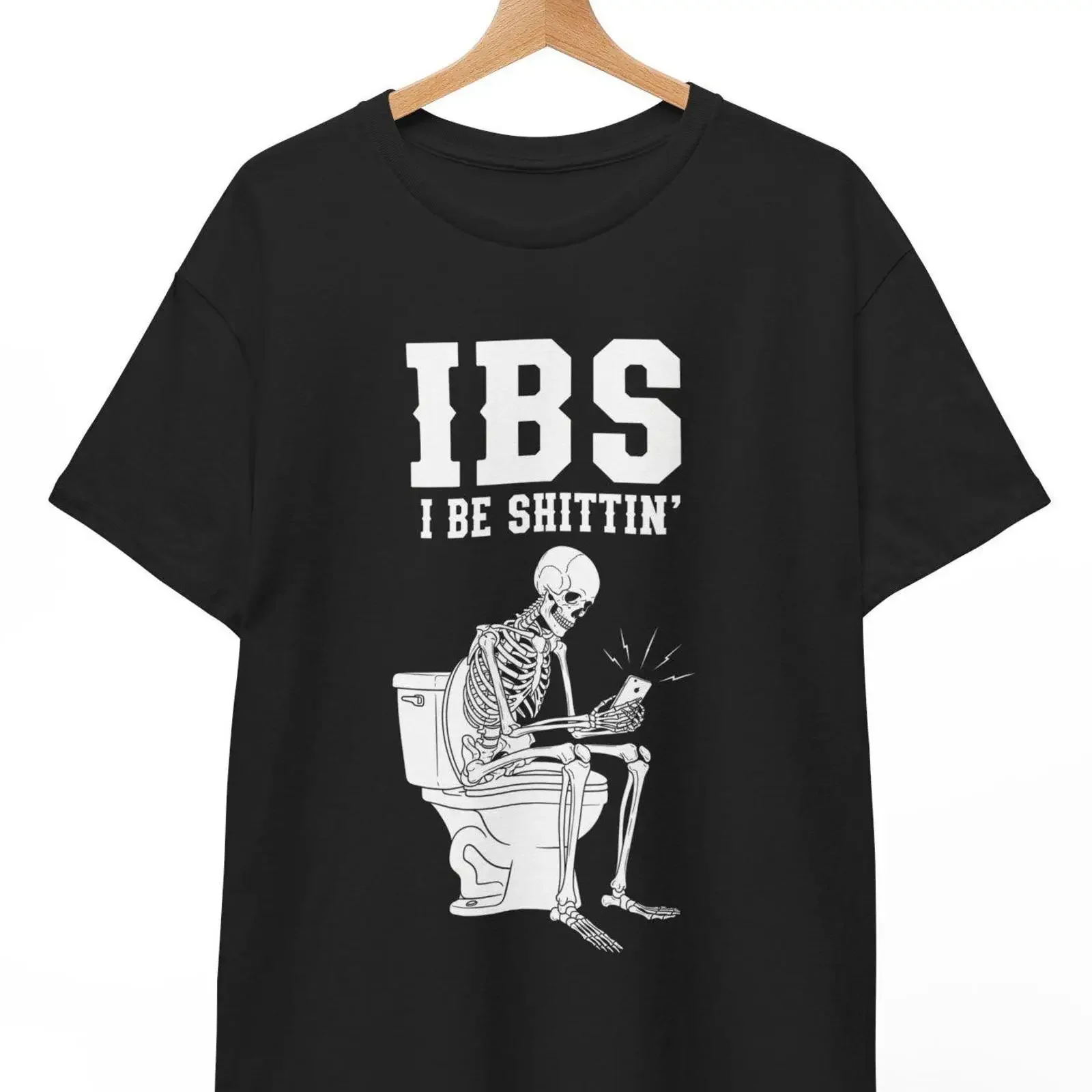 Funny IBS Skeleton Toilet Humor T Shirt vintage Washed graphic streetwear Slightly designer clothes Top For Everyday Wear
