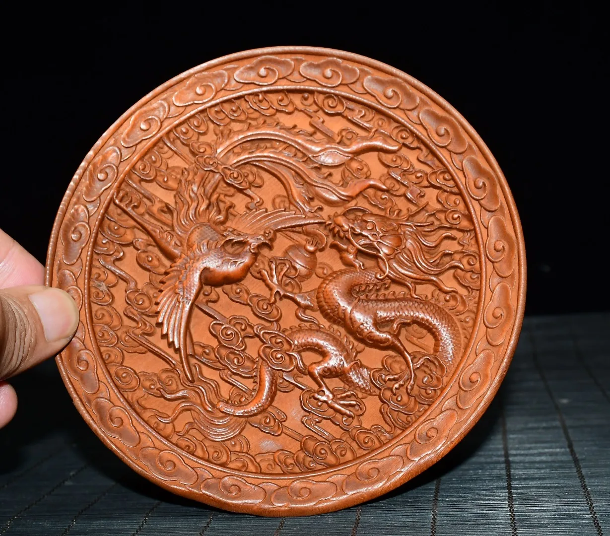 Old Boxwood Dragon and Phoenix Tea Set Prosperity brought by the dragon and phoenix Platter of Delicacies screen Study supplies
