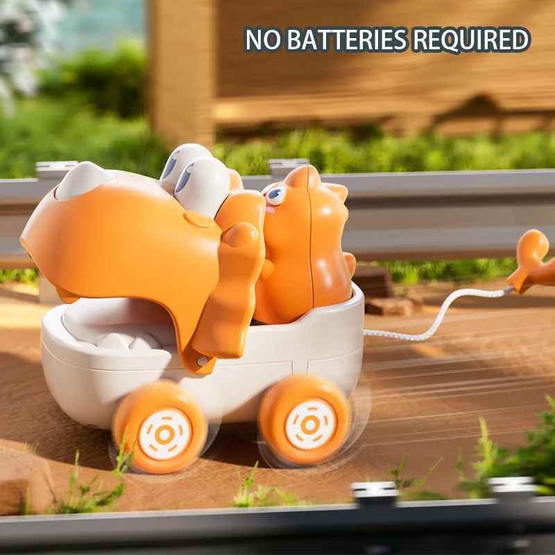 Niedliche Hai- und Dinosaurier-Spielzeugautos im neuen Stil – Baby-Zugschnur-Spielzeugautos, pädagogisches Spielzeug für frühes Lernen für Kleinkinder und Kinder