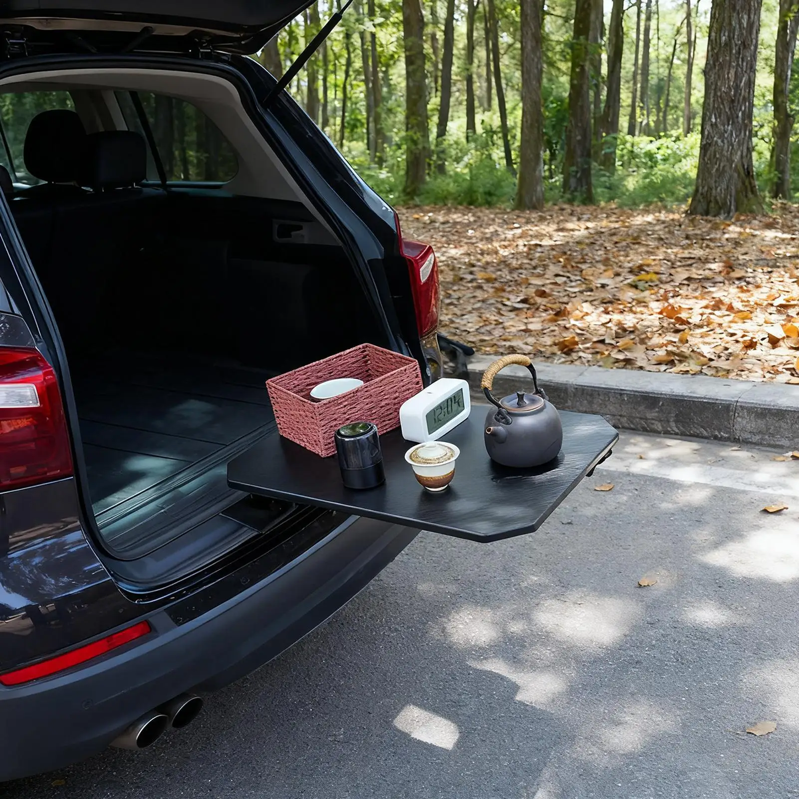 

Car Table Heavy Duty Carbon Fiber Holder Trunk Large Table Food Tray For SUV RV Sedan Auto Truck Interior Camping Fishing Picnic