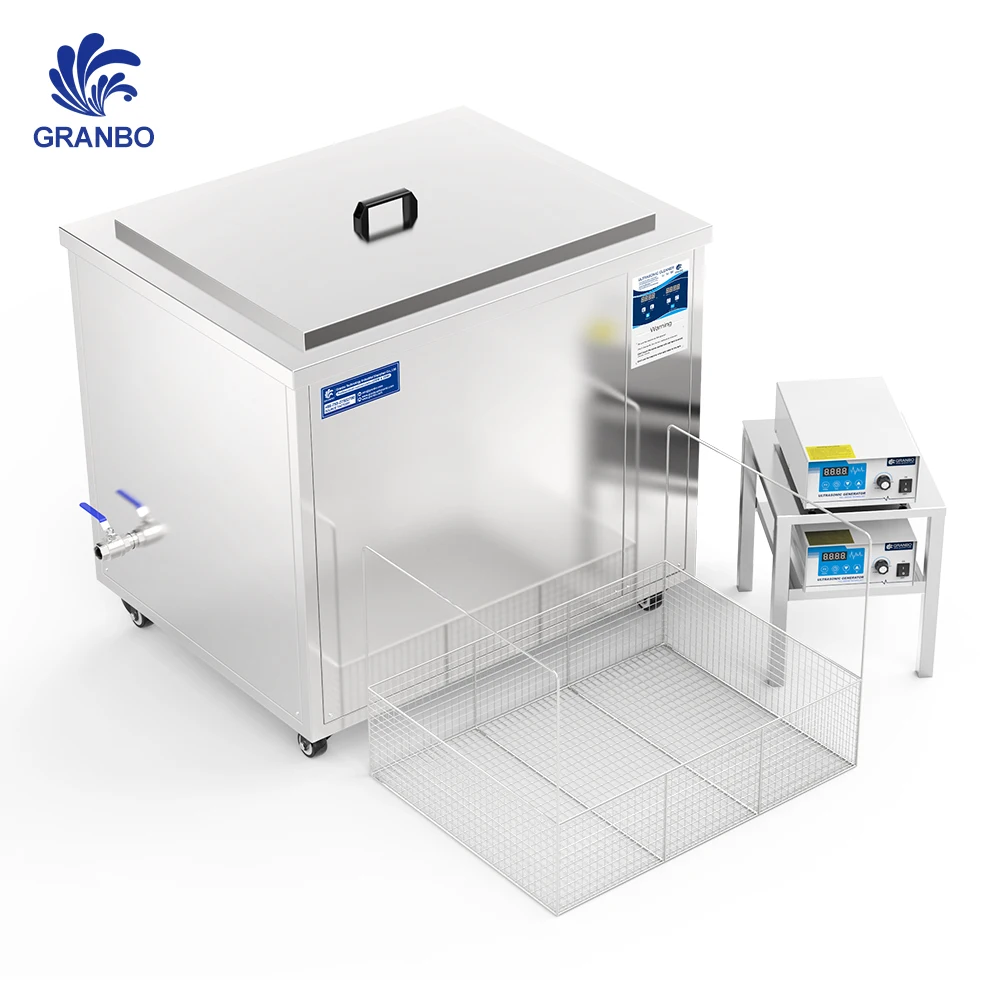 Granbosonic 264L 3000W Industrial Ultrasonic Cleaning Machine for Engine Parts Bearings Machined Components