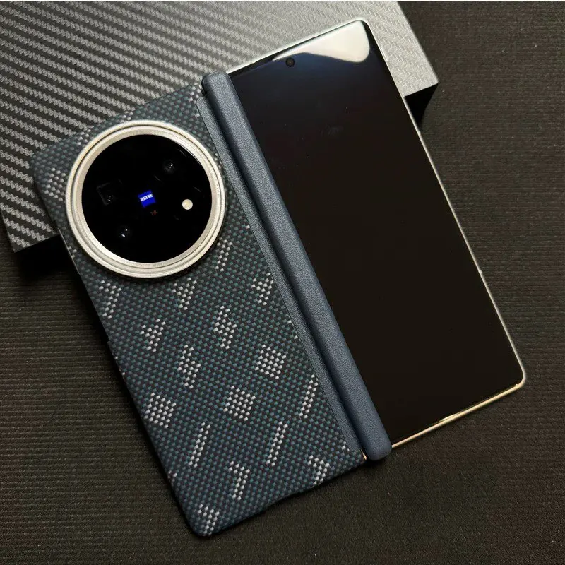 مناسب لهاتف vivo XFold5 القابل للطي، جراب هاتف كيفلر، غطاء حماية مغناطيسي من ألياف الكربون الأراميد ذو المحور الأوسط #3