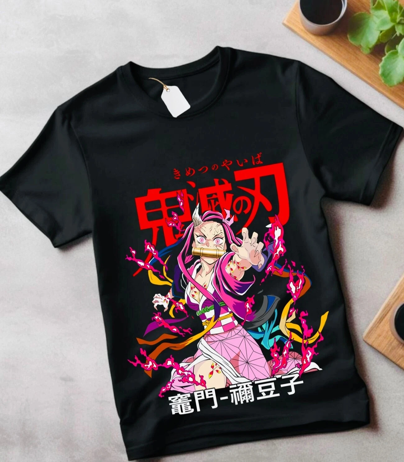 2026 Sommer Demon Slayer Anime Kamado Nezuko Lockeres Kurzarm-T-Shirt aus Reiner Baumwolle für Kinder Trendiges Unisex Lässiges Bequemes Shirt