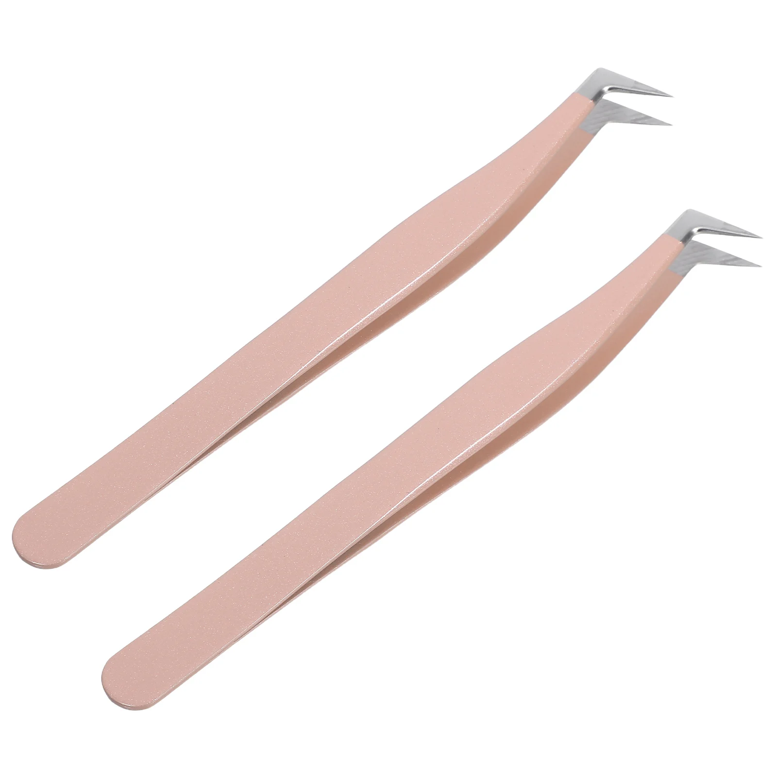 

2pcs False Eyelash Tweezers Pink Precision Makeup Applicator Stainless Steel Curved Tools eyelashes tools precision grooming