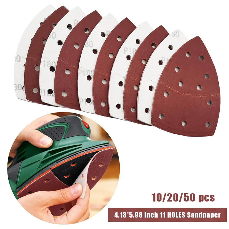 

10/20/50 PCS 105x152 mm 11Holes Mouse Sanding Discs 40-2000 Grits Sanding Sander PSM Triangular Sandpaper Polishing and Sanding