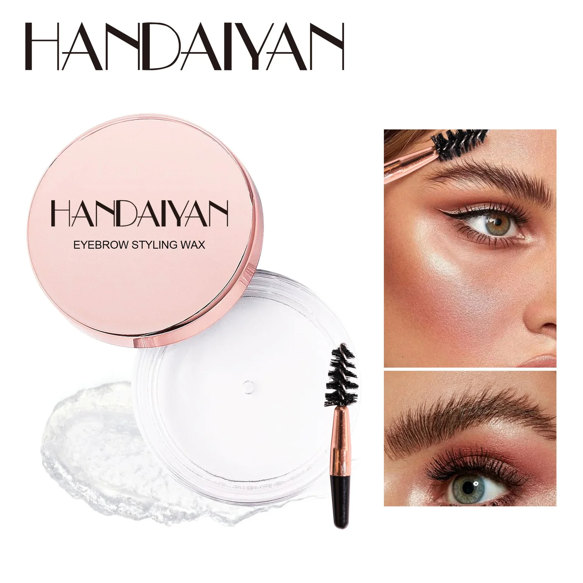Pommade transparente pour femmes, Gel à sourcils, fixateur de cire avec brosse, maquillage cosmétique pour sourcils, savon coiffant