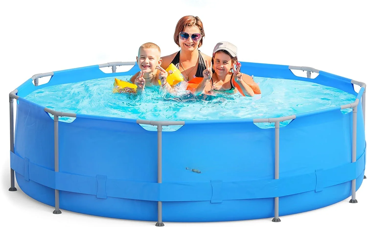 

Metal Frame Swimming Pool,Outdoor Round Above Ground Pool with Steel Frame,Heavy-Duty PVC,Easy Assembly for Backyard,Garden