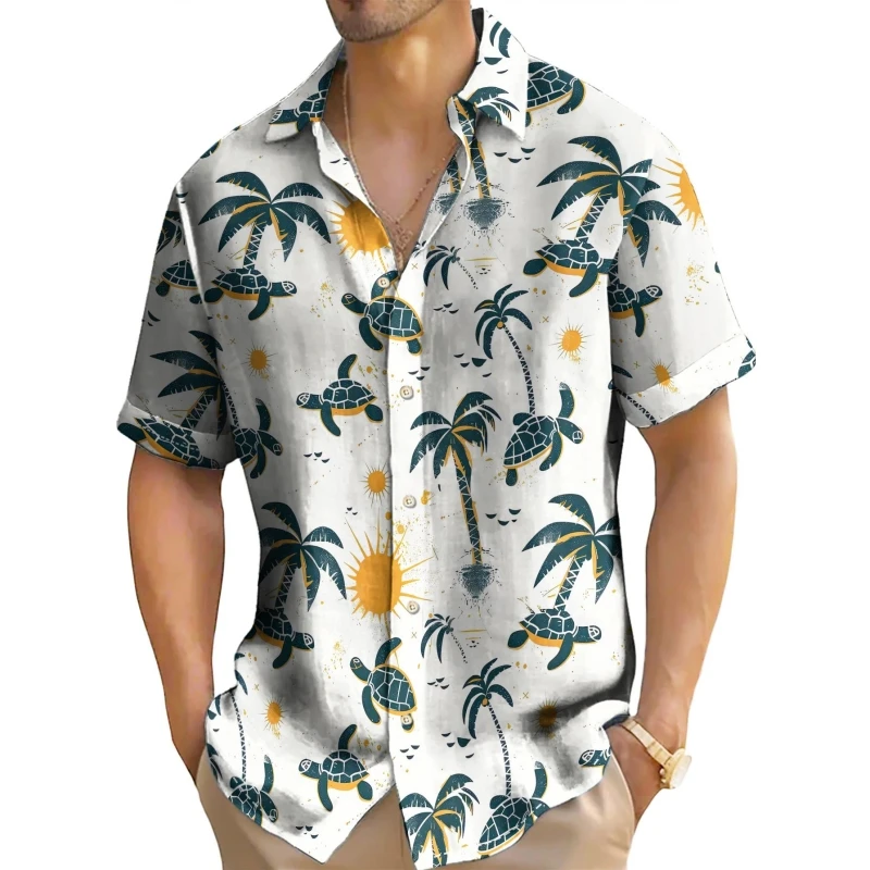 

Men's Shirt Coconut Tree Print Short Sleeve Shirt Fashion Casual Tops Oversized Hawaiian Shirts For Men Beach Casual Shirt 2024