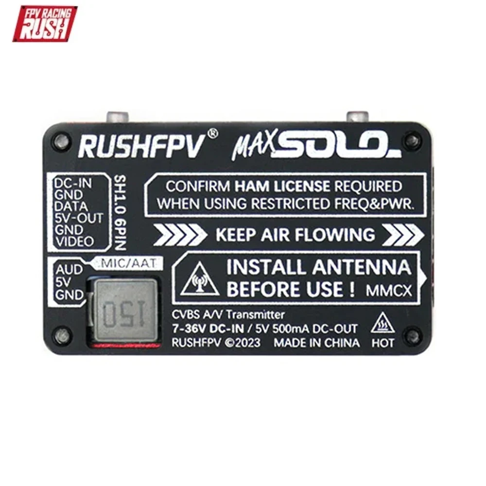 RushFpv Rush Max Solo 2.5W 2500mW 4.9Ghz 8CH X-Band Xband Vtx trasmettitore Video MMCX Plug guscio CNC per RC FPV Racing Drone