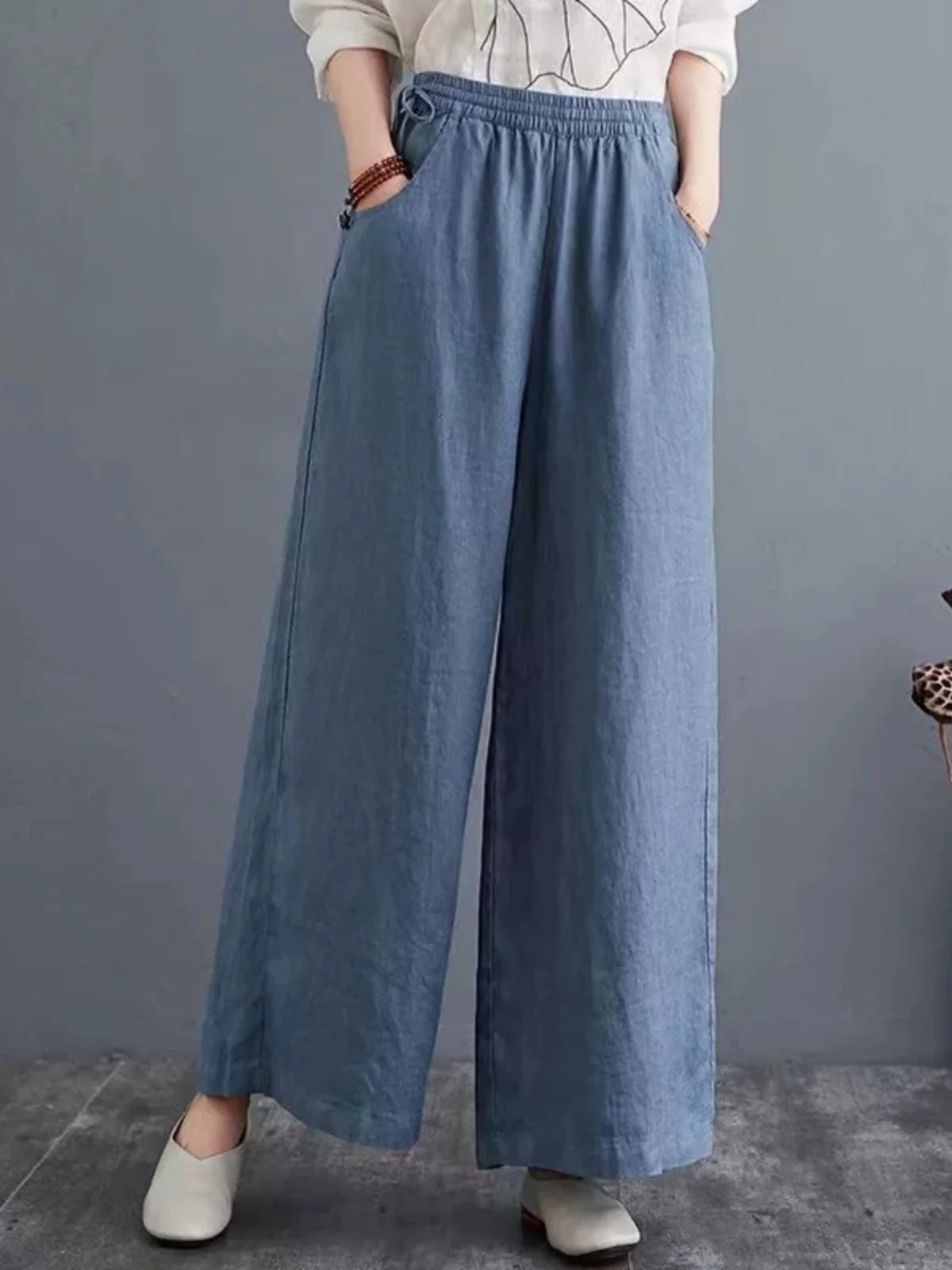 

Cotton Linen Wide Leg Pants Artistic Casual Women's Long Trousers Summer 2023 Fashion Versatile Loose Fit Pants Coat