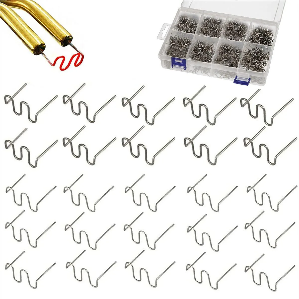 

1000Pcs Plastic Welding Staples 0.6mm 0.8mm for Hot Stapler Repair Car Bumpers Dashboards Lamp Holders