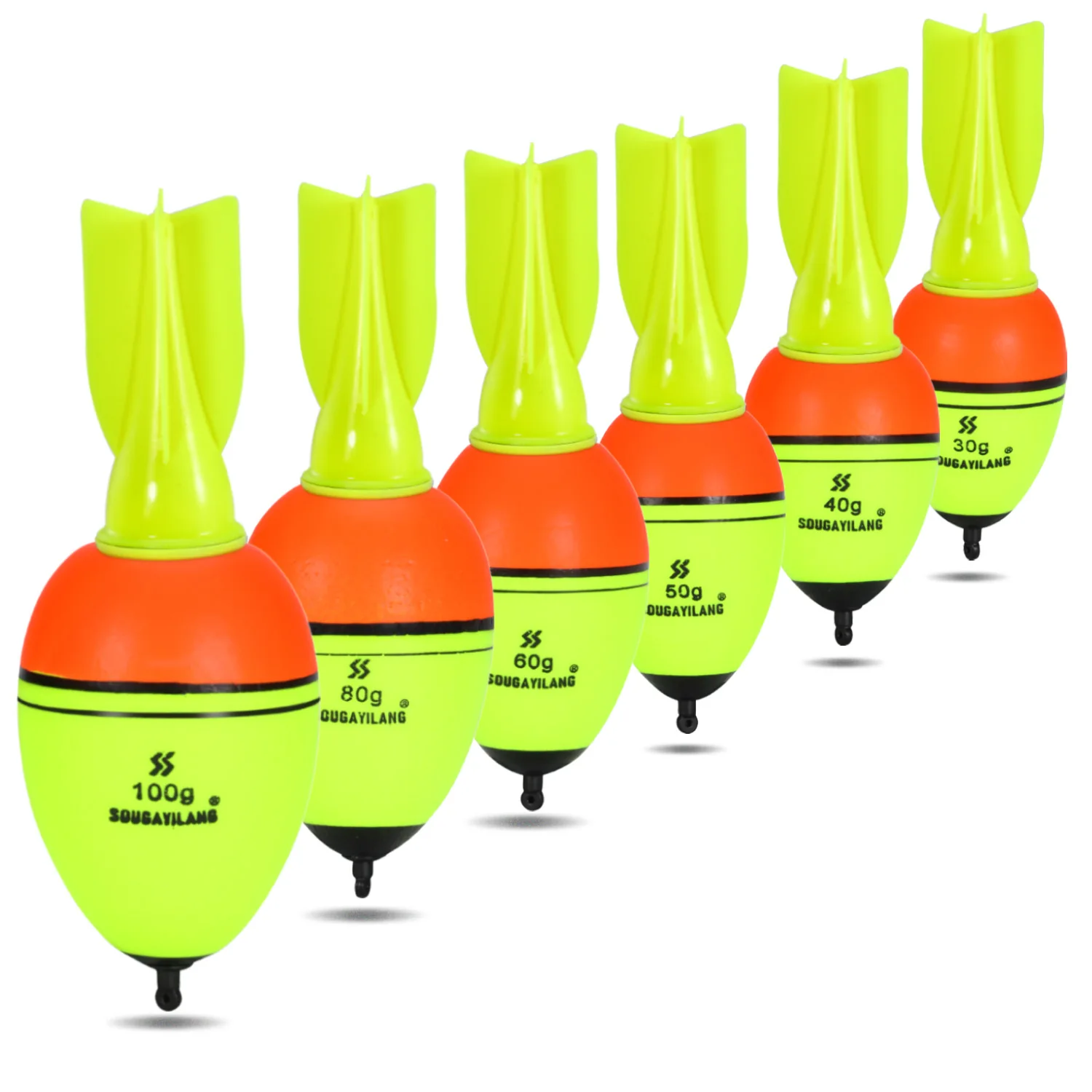 Sougayilang leuchtende Fischschwimmer, Raketenform, 2 Stück, mit 6 Größen – Schaumstoff mit hoher Dichte für 30–100 g Auftriebs-Angelausrüstung ﻿ – Detail 2