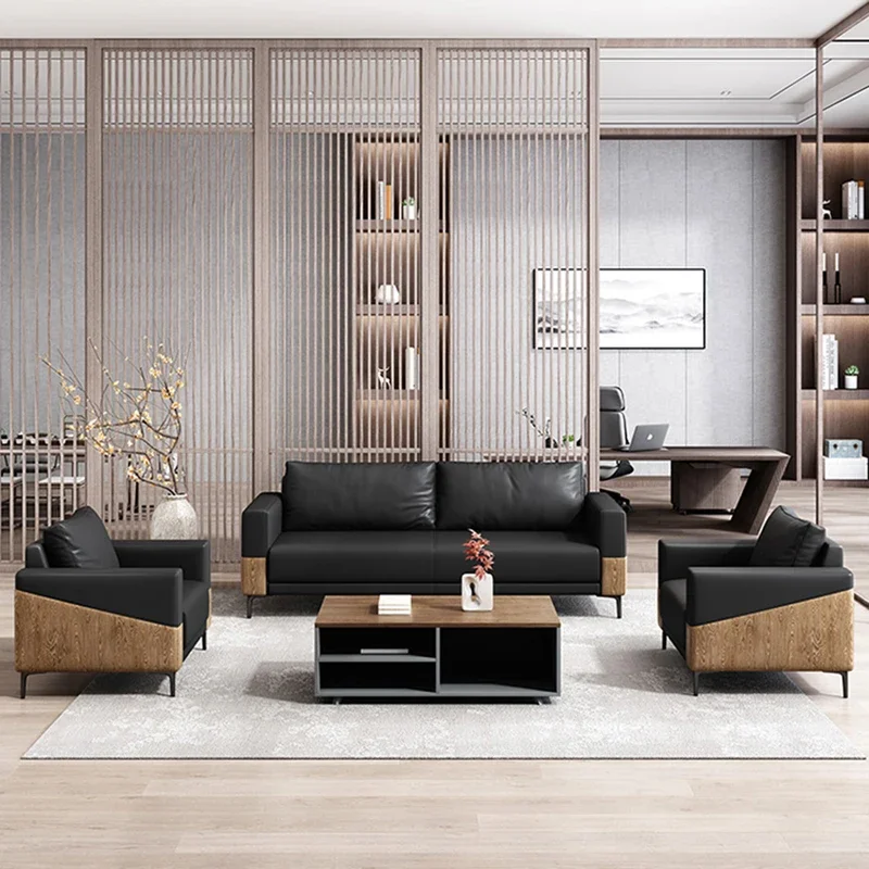 أريكة مكتب رئيس بسيطة الرجعية غرفة استقبال الأعمال مكتب صالة منطقة طاولة القهوة مجموعة ثلاثة أشخاص #5