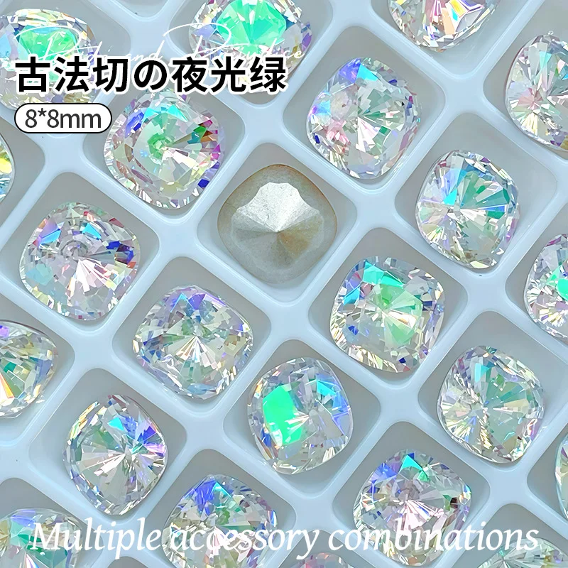 K9 Crystal White With Green Light Mixed Shaped diamonds Pointed bottomed Gems Used for earrings necklaces Nail Jewelry accessory