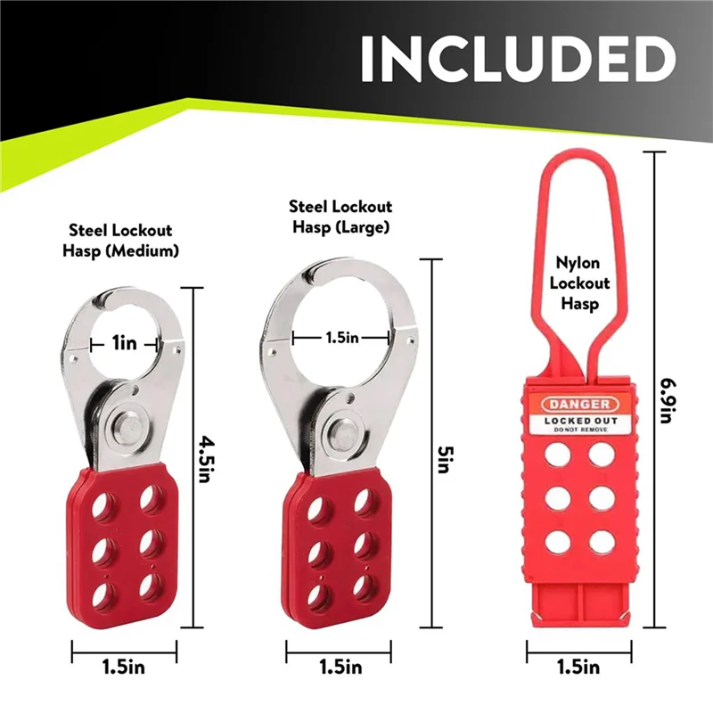 B84B-4X Lockout Tagout Hasp Set - Lock Out Tag Out Hasp Loto Hasp Padlock Holder Camlock Hasp Safety Lock Out
