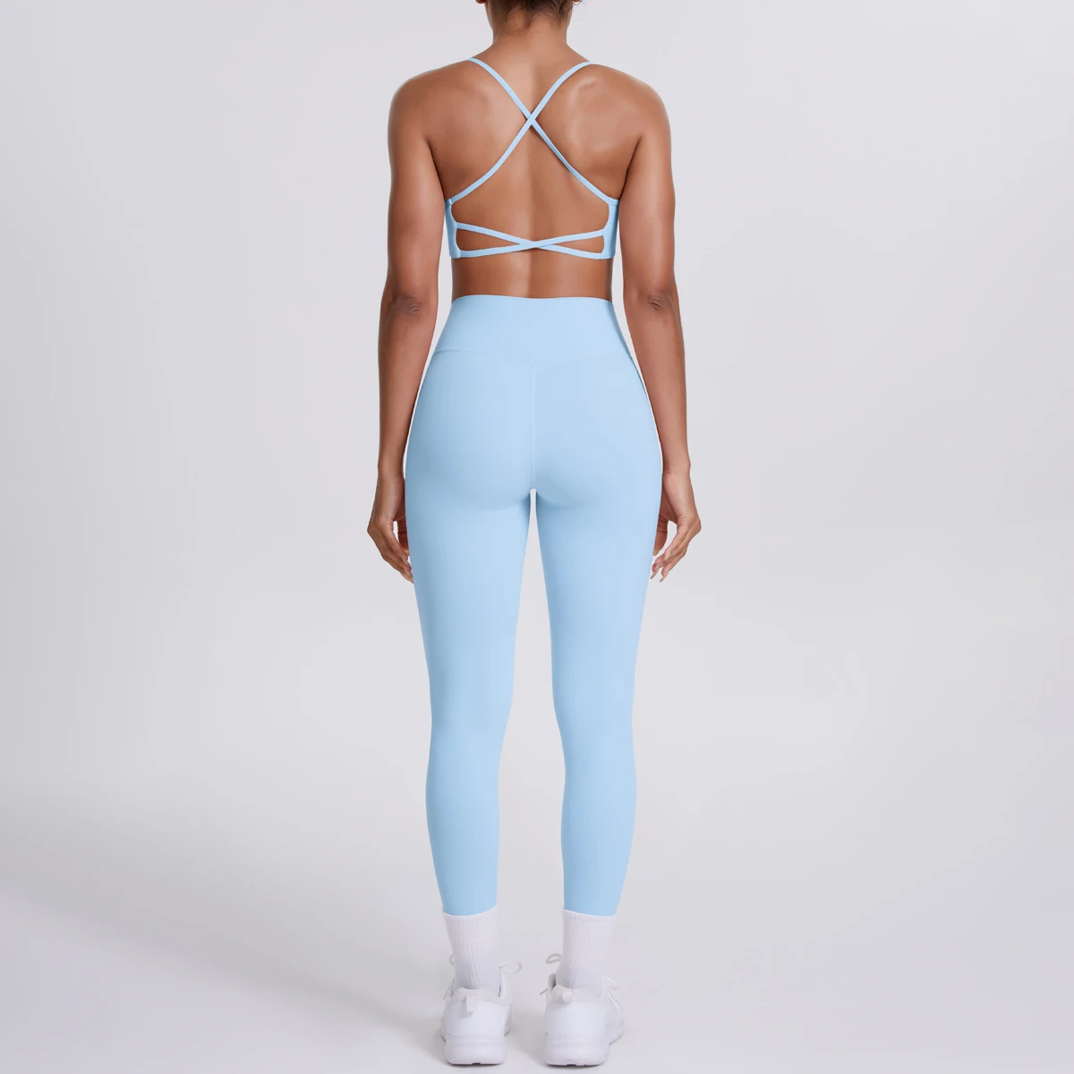 Yoga-Anzug, Sport-Set, Fitnessstudio, nahtlos, stoßfest, Sport-BH, Damen, hohe Taille und Hüften, eng, pfirsichfarbene Gesäßhose, Damen-Sportbekleidung – Detail 26